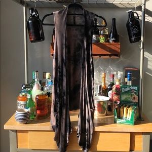 Tie Dye Sleeveless Open Front Cardigan